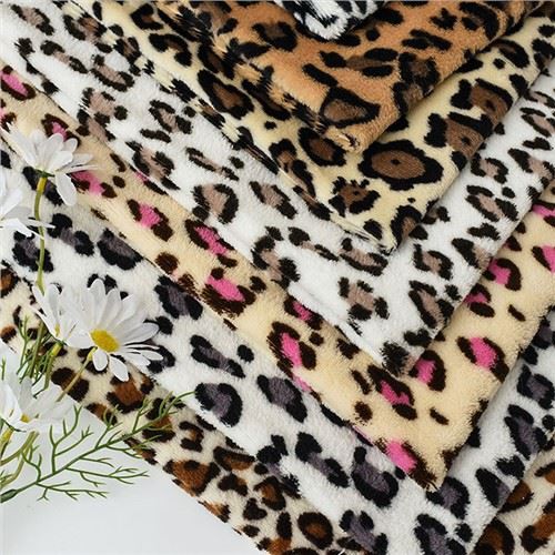 Leopardtryckt flanellfleecetyg